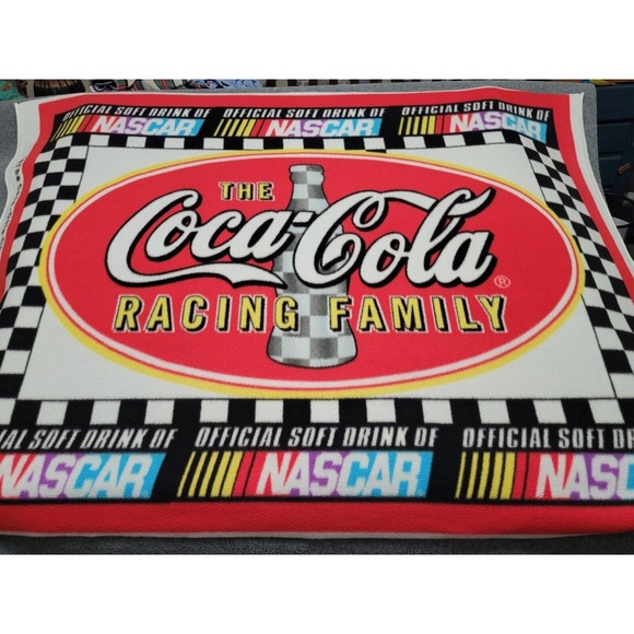 The Coca-Cola Racing Family Throw Blanket 62x51 Official Soft Drin of NASCAR - Picture 1 of 2